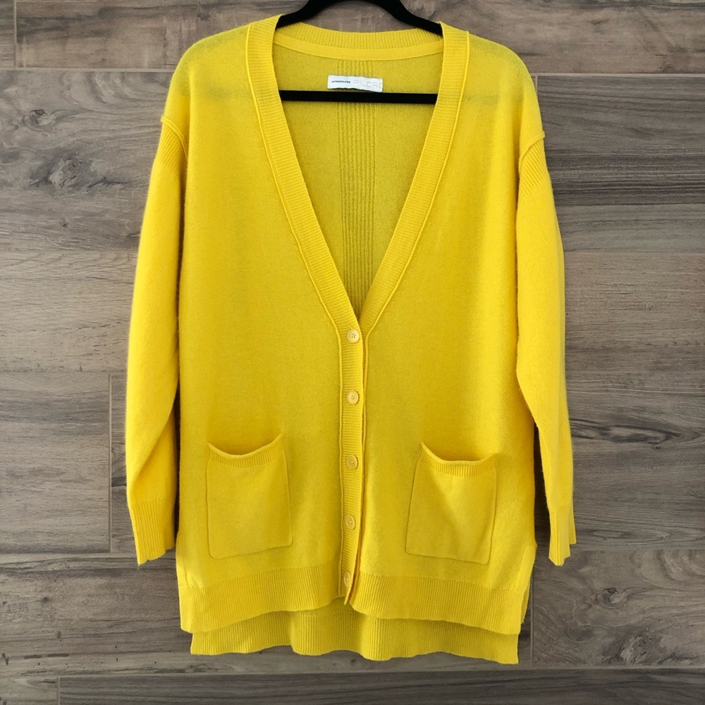 Anthropologie Pilcro Yellow Cashmere Cardigan Size S